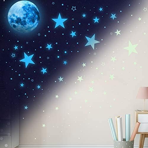 1078Pcs Glow in The Dark Stars for Ceiling Glowing Space and Moon Decals Universe Stickers Kids Wall Decor Perfect for Boys Girls Nursery Bedroom Living Room