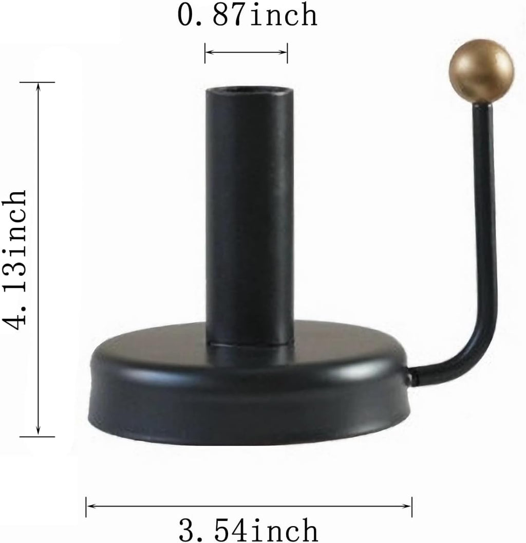 Black Iron Taper Candle Holder，Vintage Candlestick Holder Candlelight Stand for Farmhouse Decor Table Decoration (Black-Gold)