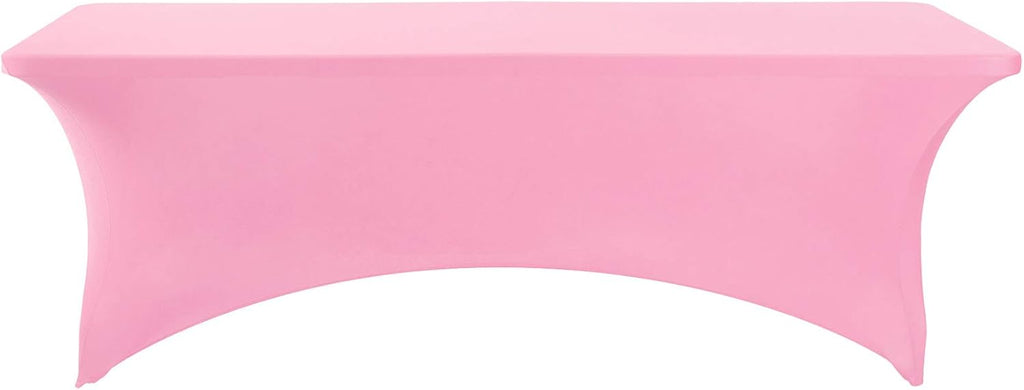 2Pack Spandex Table Cover for 6Ft or 4fT or 8ft Table Universal Fitted Stretch Tablecloth for Party, Banquet, Wedding and Events-Pink