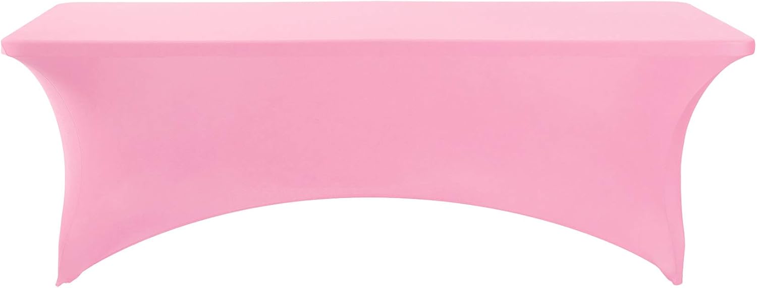 2Pack Spandex Table Cover for 6Ft or 4fT or 8ft Table Universal Fitted Stretch Tablecloth for Party, Banquet, Wedding and Events-Pink