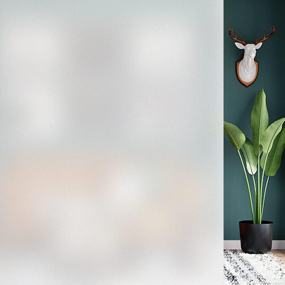 HIDBEA Frosted Window Privacy Film - Non Adhesive Static Cling Glass Stickers Sun UV Blocking Heat Control Door Covering Decals for Home Office, 11.8 x 78.7 Inch