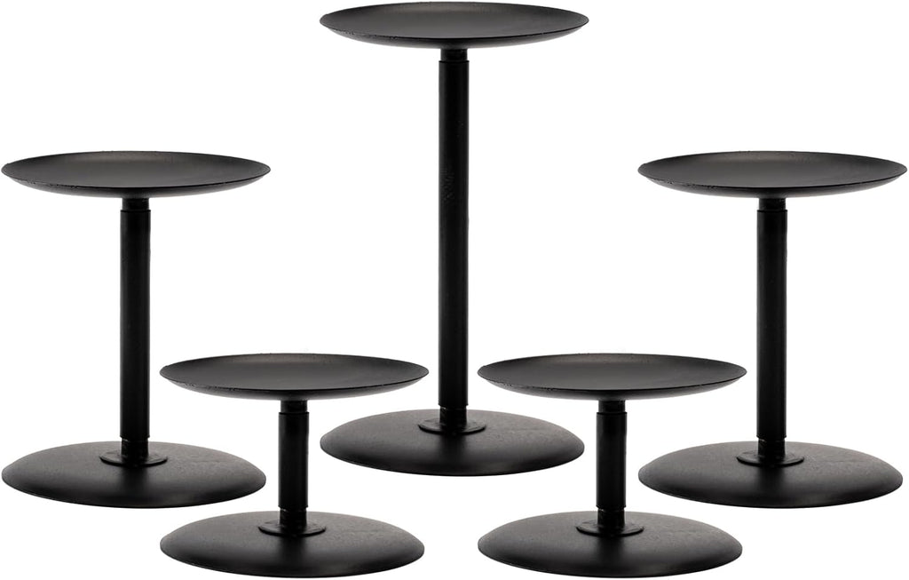 Homemory Holloween Candle Holders for Pillar Candles Set of 5 (Black)