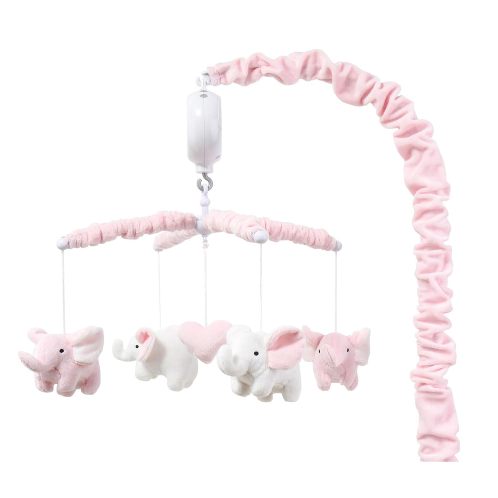 The Peanutshell Crib Mobile for Girls - Soft Pink Musical Baby Crib Mobile with 12 Lullabies, Cute Elephant Baby Pink Elephant Nursery Decor