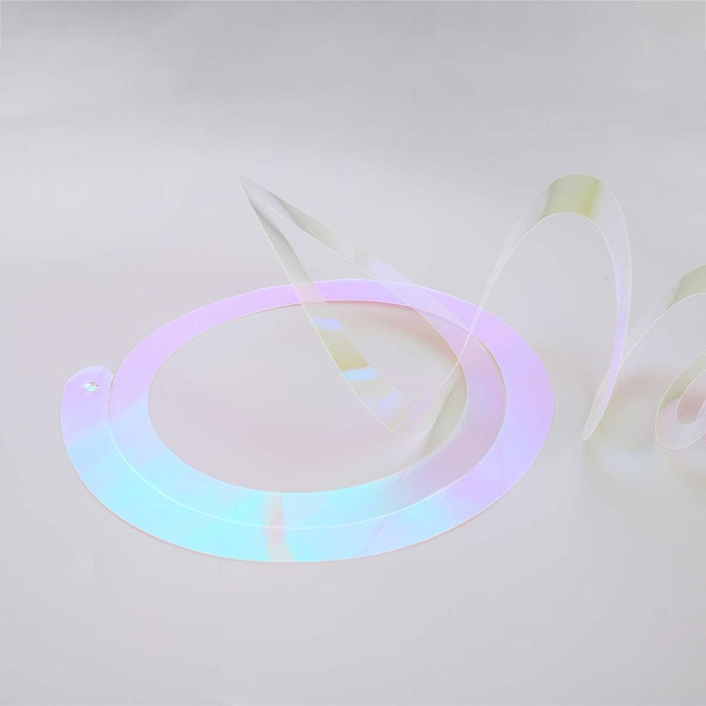 Iridescent White Swirl Hanging Decorations, Shimmer Plastic Streamer for Ceiling, Party Supplies for Birthday Graduation Bachelorette Wedding Baby Shower Graduation Christmas New Year