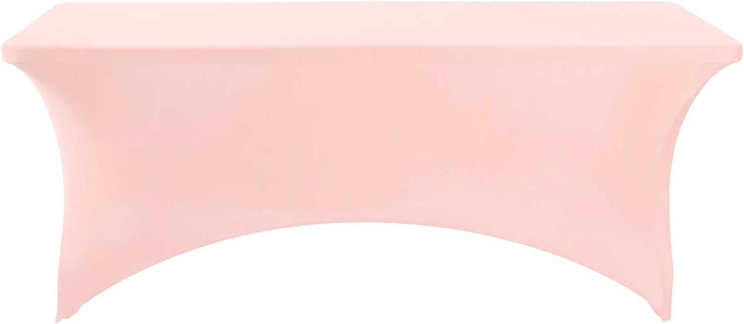 Spandex Table Cover for 6Ft or 4fT or 8ft Table Universal Fitted Stretch Tablecloth for Party, Banquet, Wedding and Events-Blush Pink
