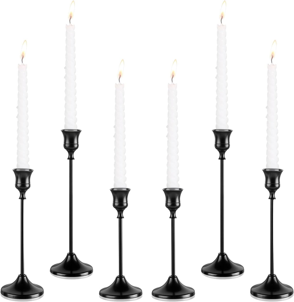 Candlestick Holders, 6PCS Metal Taper Candle Holder, Black Candle Holders for Candlesticks, Candle Holder for Halloween Decorations