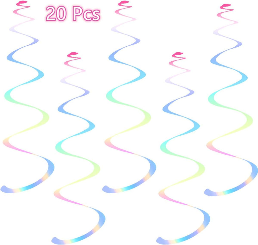 Iridescent White Swirl Hanging Decorations, Shimmer Plastic Streamer for Ceiling, Party Supplies for Birthday Graduation Bachelorette Wedding Baby Shower Graduation Christmas New Year