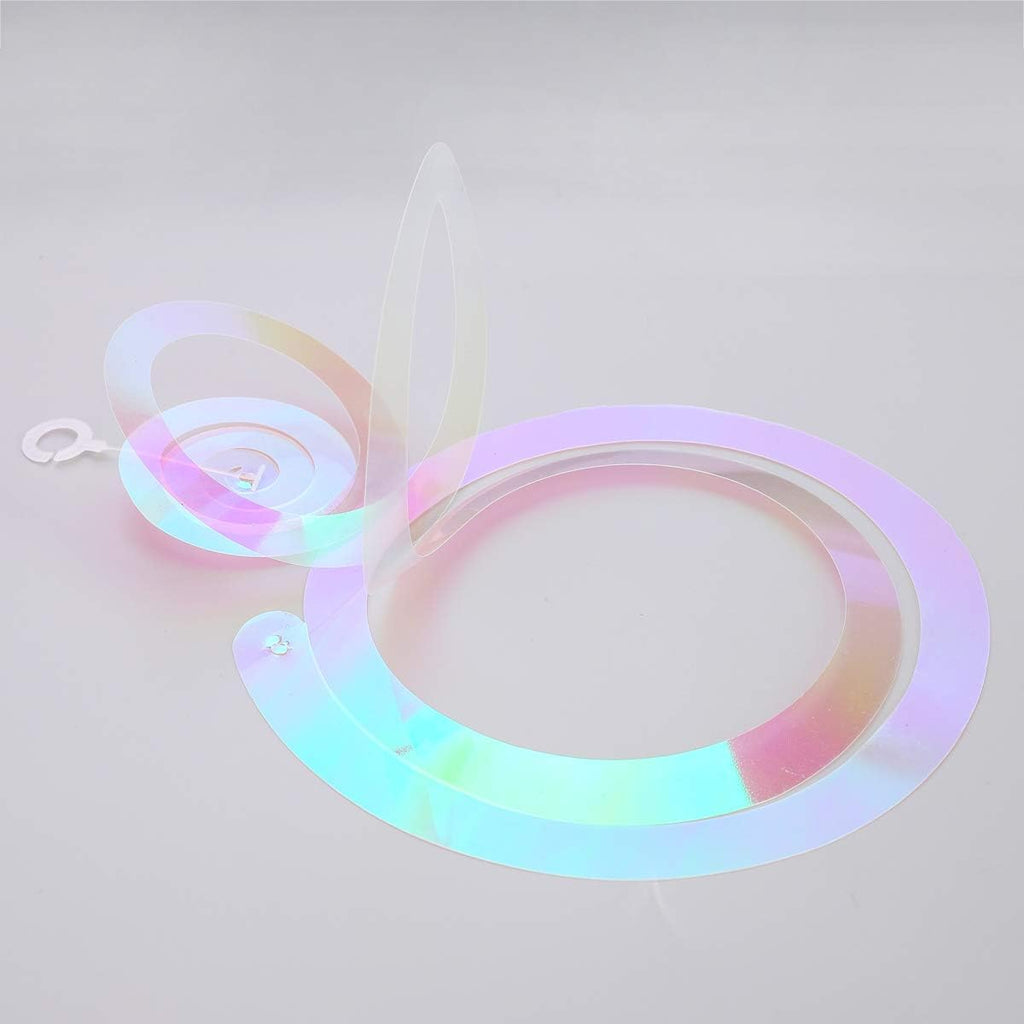 Iridescent White Swirl Hanging Decorations, Shimmer Plastic Streamer for Ceiling, Party Supplies for Birthday Graduation Bachelorette Wedding Baby Shower Graduation Christmas New Year