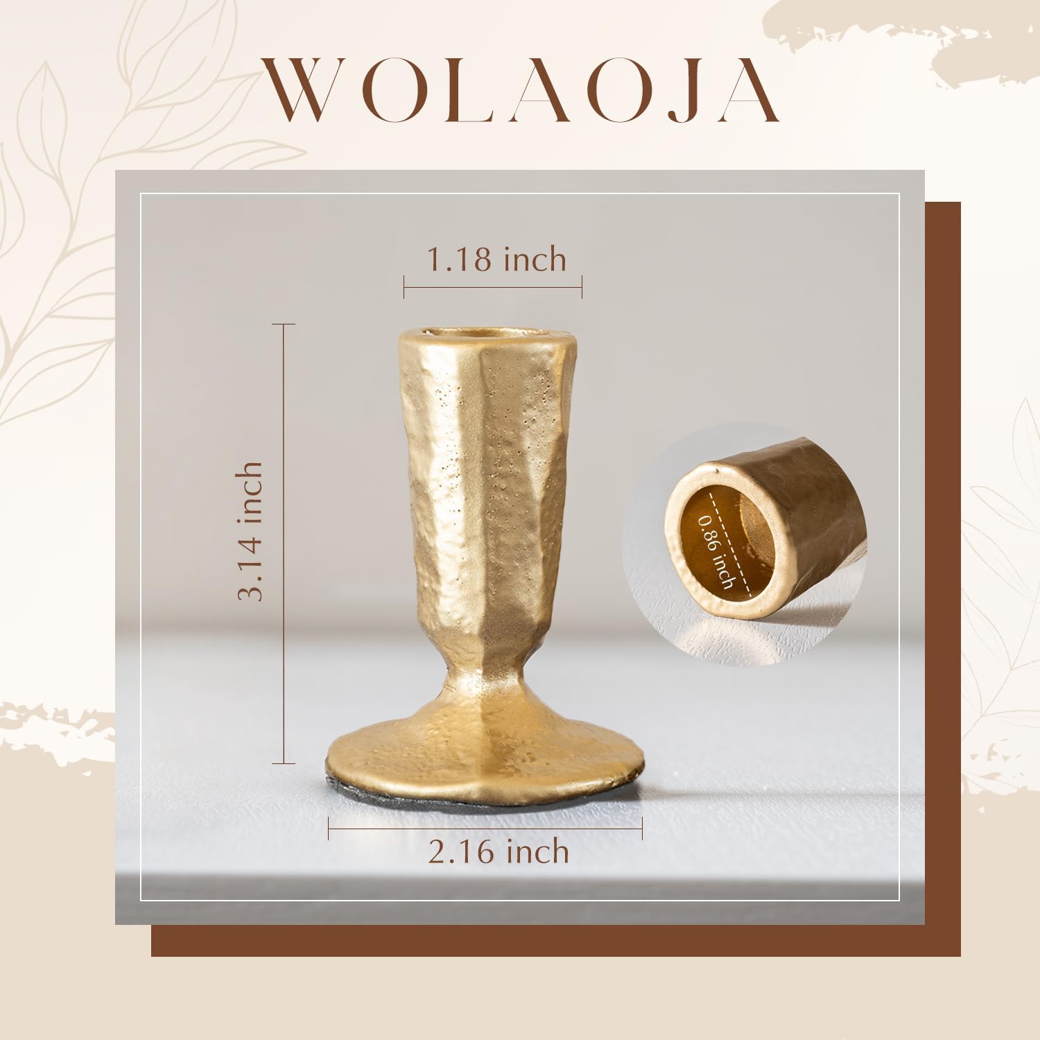 Candle Sticks Holder Decor, Set of 2 Vintage Gold Candle Holders, Modern Decorative Tapered Candlestick Holders Centerpiece for Dining Table Centerpiece, Wedding, Party Decor