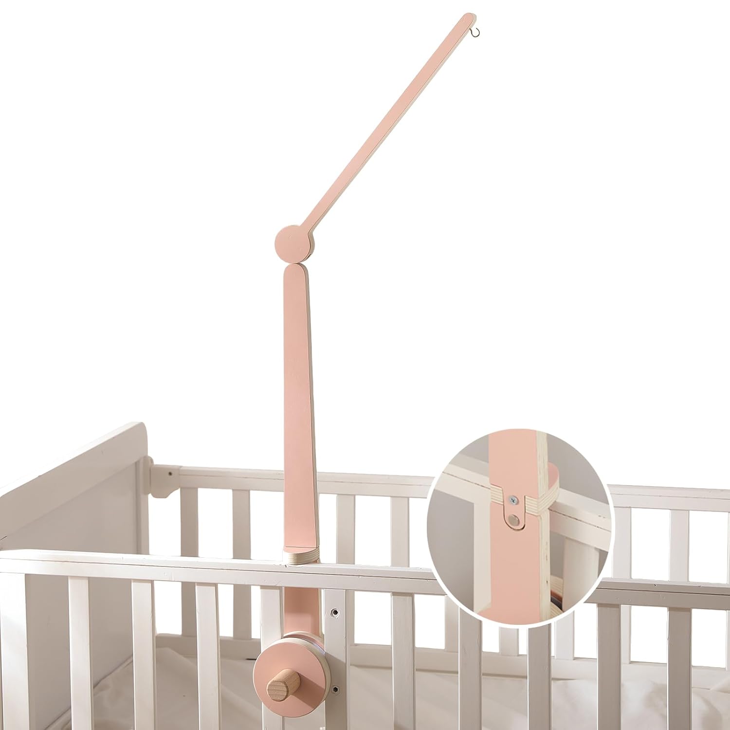 HI BABY MONMENT Crib Mobile Arm - Baby Mobile Hanger with 2-Height Settings Adjustable, Stabilizing Attachment for Added Safety, Mobile Arm for Crib, Sturdy & Secure Design for Nursery Mobile