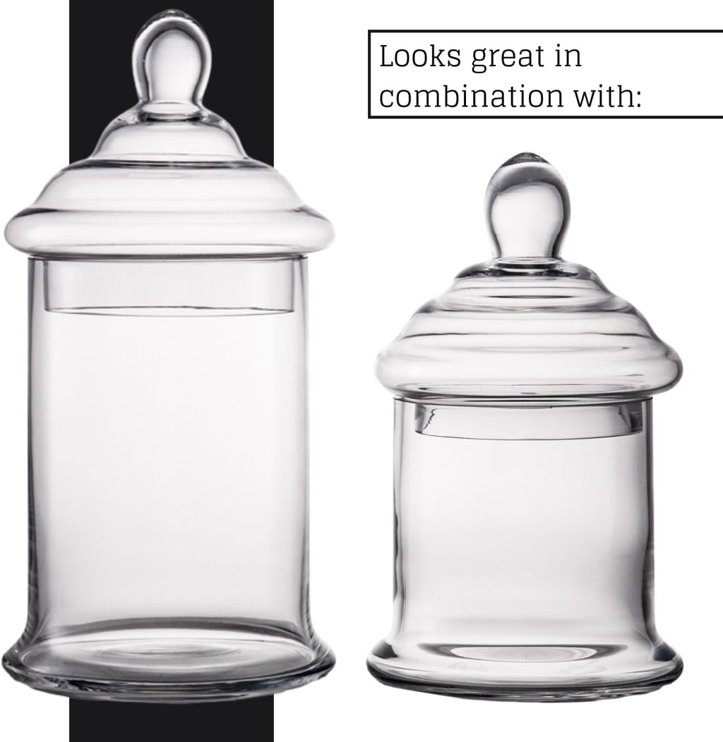 Diamond Star Clear Glass Apothecary Jar Decorative Candy Buffet Jars Elegant Glass Storage Containers (Height: 10" Body: 6")