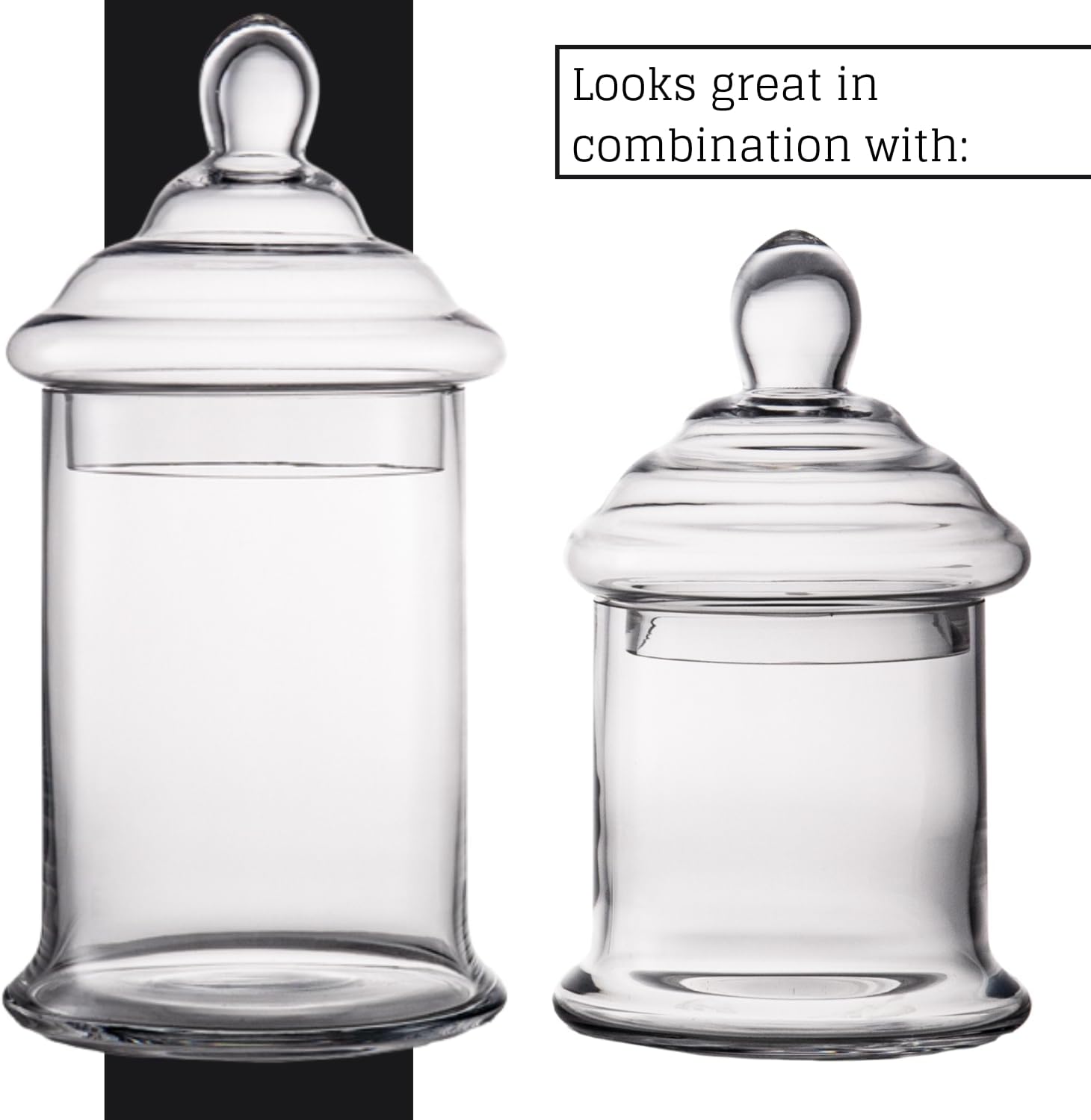 Diamond Star Clear Glass Apothecary Jar Decorative Candy Buffet Jars Elegant Glass Storage Containers (Height: 10" Body: 6")