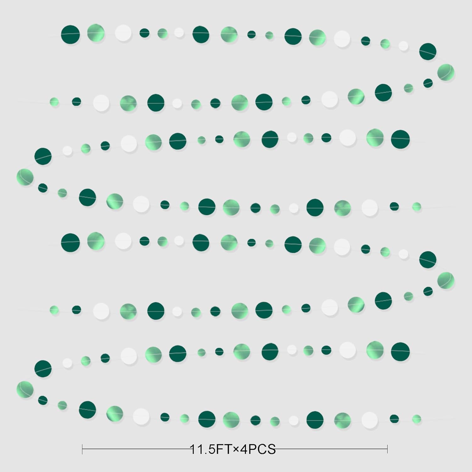 46 Ft Sage Green Party Decorations Metallic Sage Green White Polka Dots Garlands Hanging Paper Circle Dots Streamer for Birthday Baby Shower Engagement Graduation Wedding Party Decorations Supplies