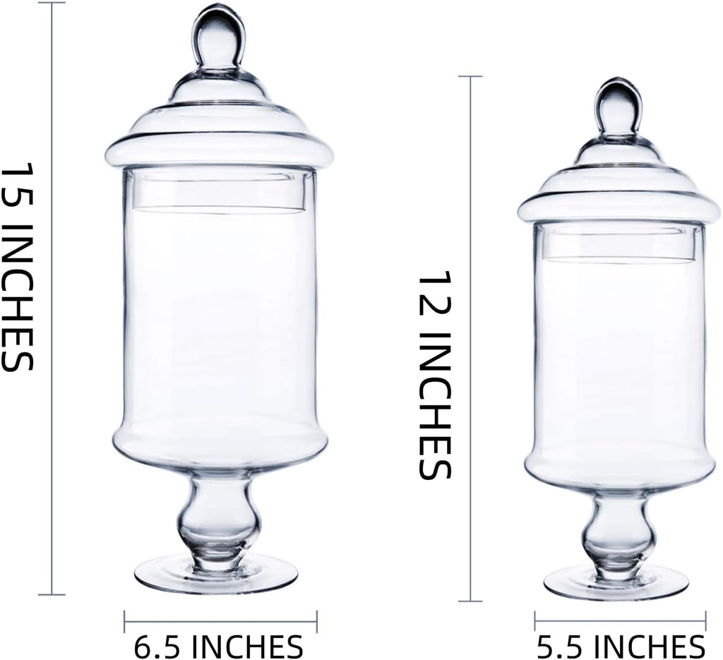 Diamond Star Clear Glass Apothecary Jar Decorative Candy Buffet Jars Elegant Glass Storage Containers (Height: 15" Body: 6.5")