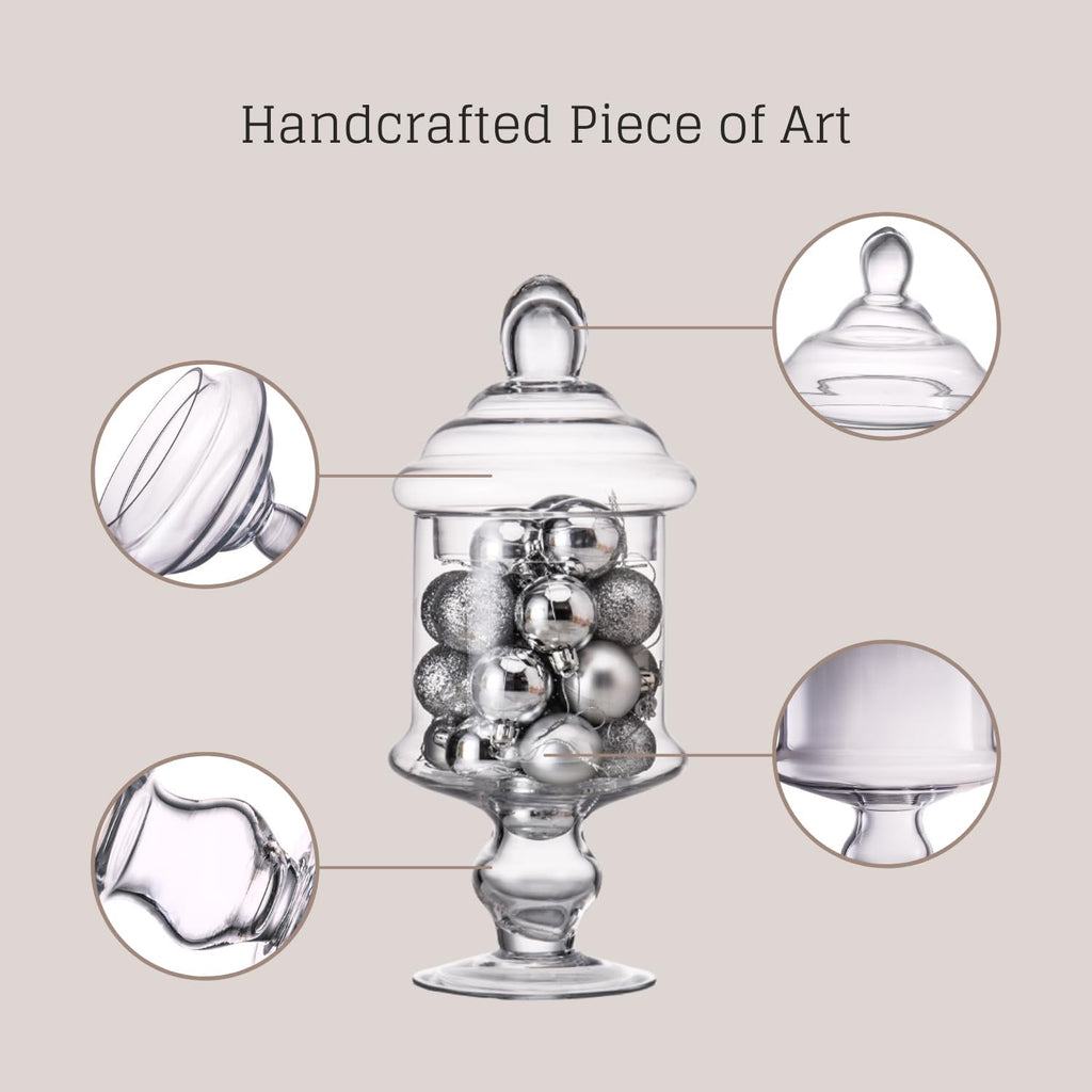 Diamond Star Clear Glass Apothecary Jar Decorative Candy Buffet Jars Elegant Glass Storage Containers (Height: 12" Body: 6")