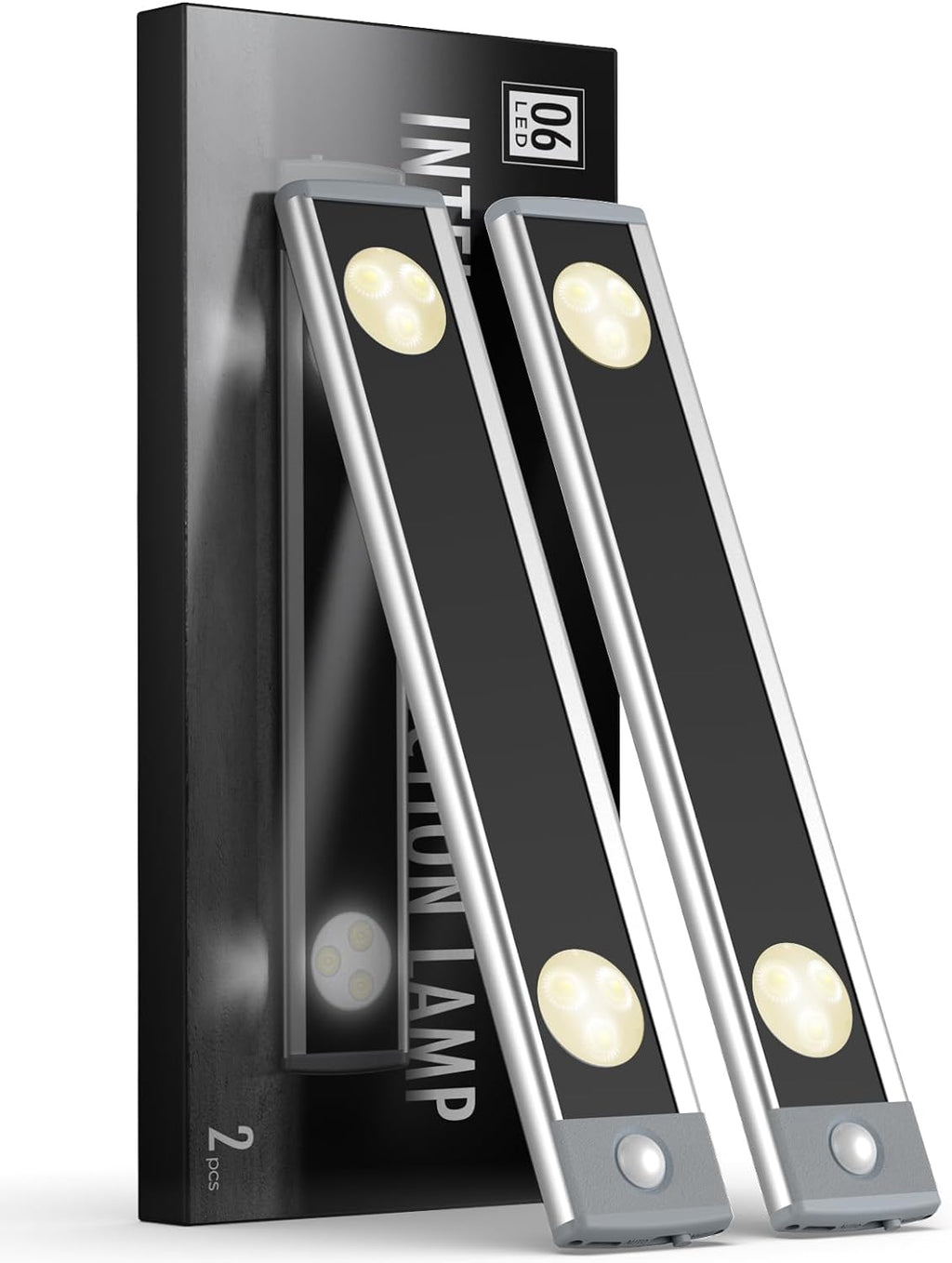 Under Cabinet Lights, Wireless Motion Sensor Light Indoor,10in LED Warm Lighting Rechargeable Battery Operated,4 Modes Night Light, Stick-On Magnetic Closet Lights for Kitchen, Hallway(2 Pack)