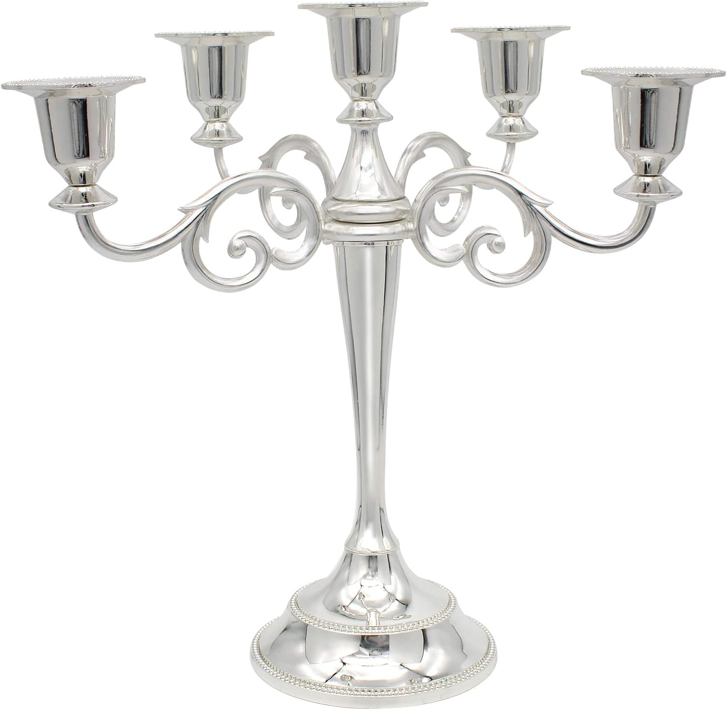 Metal Candelabra 5-Candle 10.1 Inch Tall Candle Holder Stick for Home Wedding Event and Party Festival,Silver