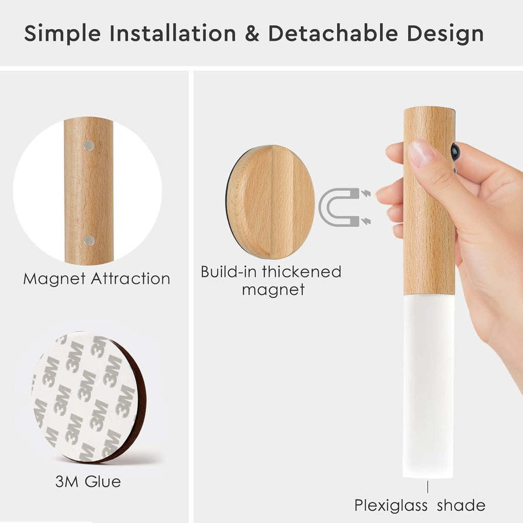 Montford Wall Sconces Set of Two Battery Operated, Motion Sensor Night Light Magnetic Wall Light Rechargeable Wall Sconce, Peel and Stick Sconce Lights for Hallway