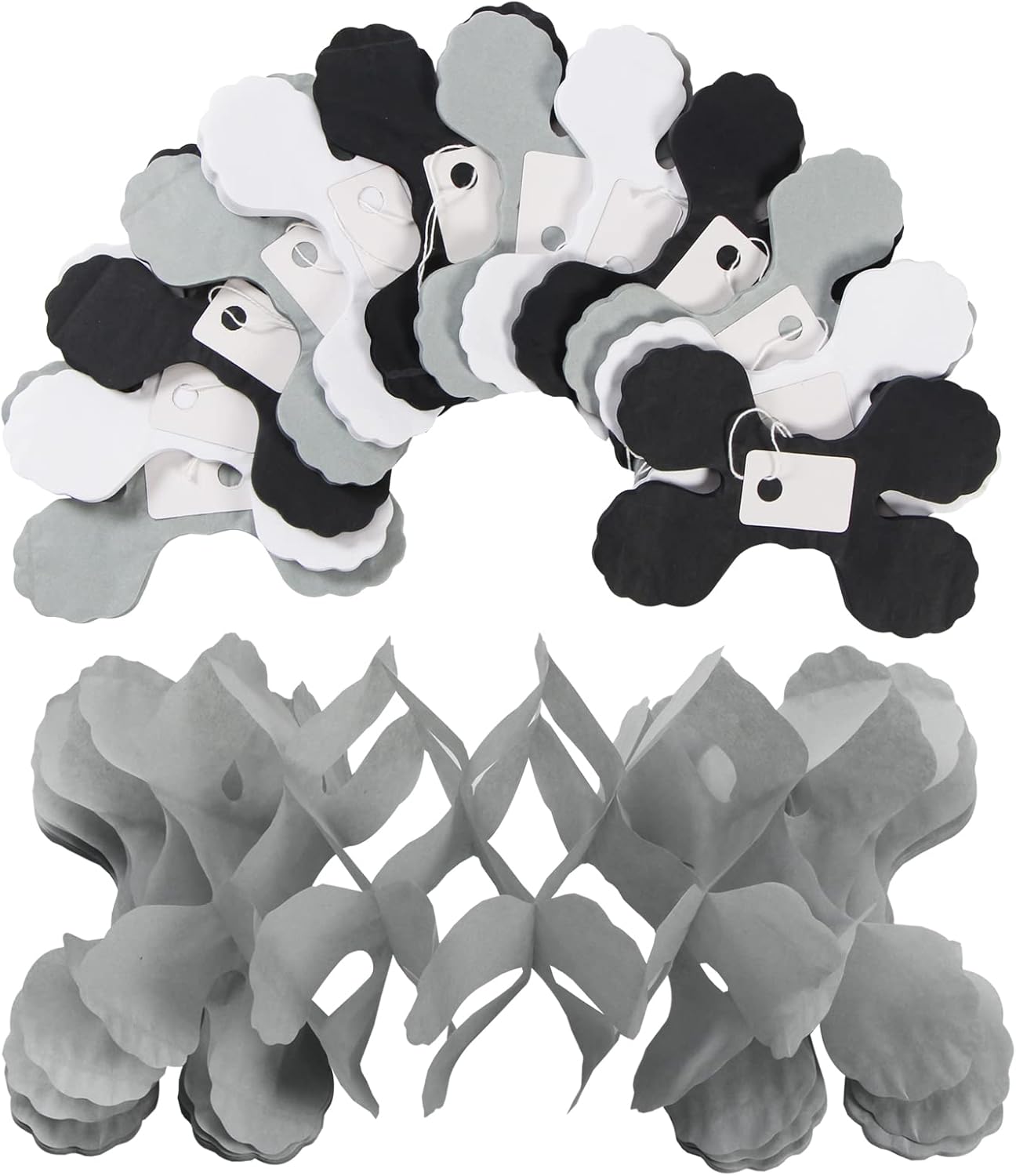 Black White-Silver Party-Decorations Streamers Garland - 157Ft Graduation Four-Leaf Clover Hanging Banner,Men Boys Birthday Engagement Wedding Baby Bridal Shower New Years Supplies Decor Hugtmr