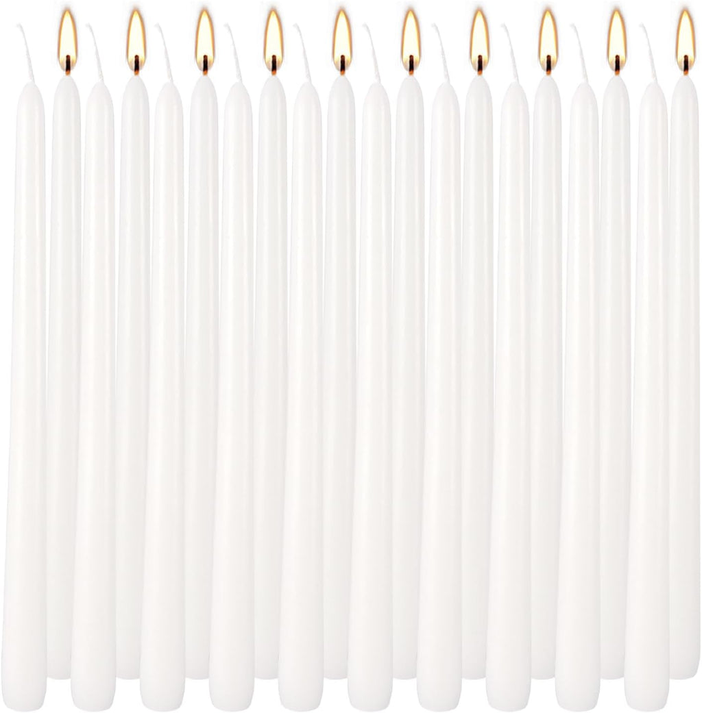 20 Pack White Taper Candles 12 Inch Tall 3/4 Inch Thick Burn 10 Hours