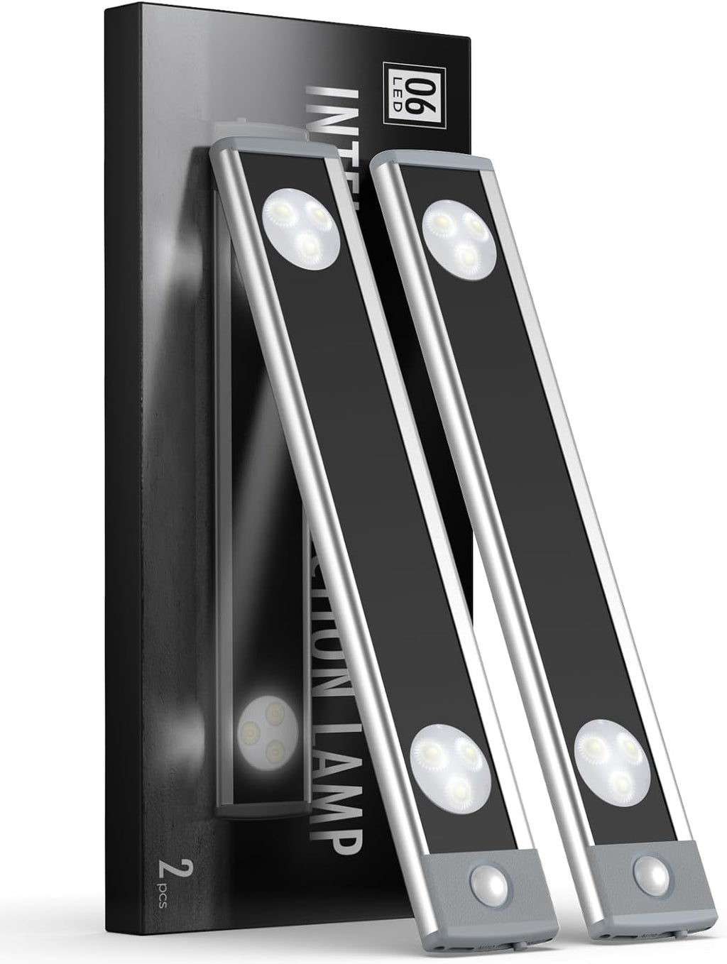 Under Cabinet Lights, Wireless Motion Sensor Light Indoor,10in LED White Lighting Rechargeable Battery Operated,4 Modes Night Light, Stick-On Magnetic Closet Lights for Kitchen, Hallway(2 Pack)