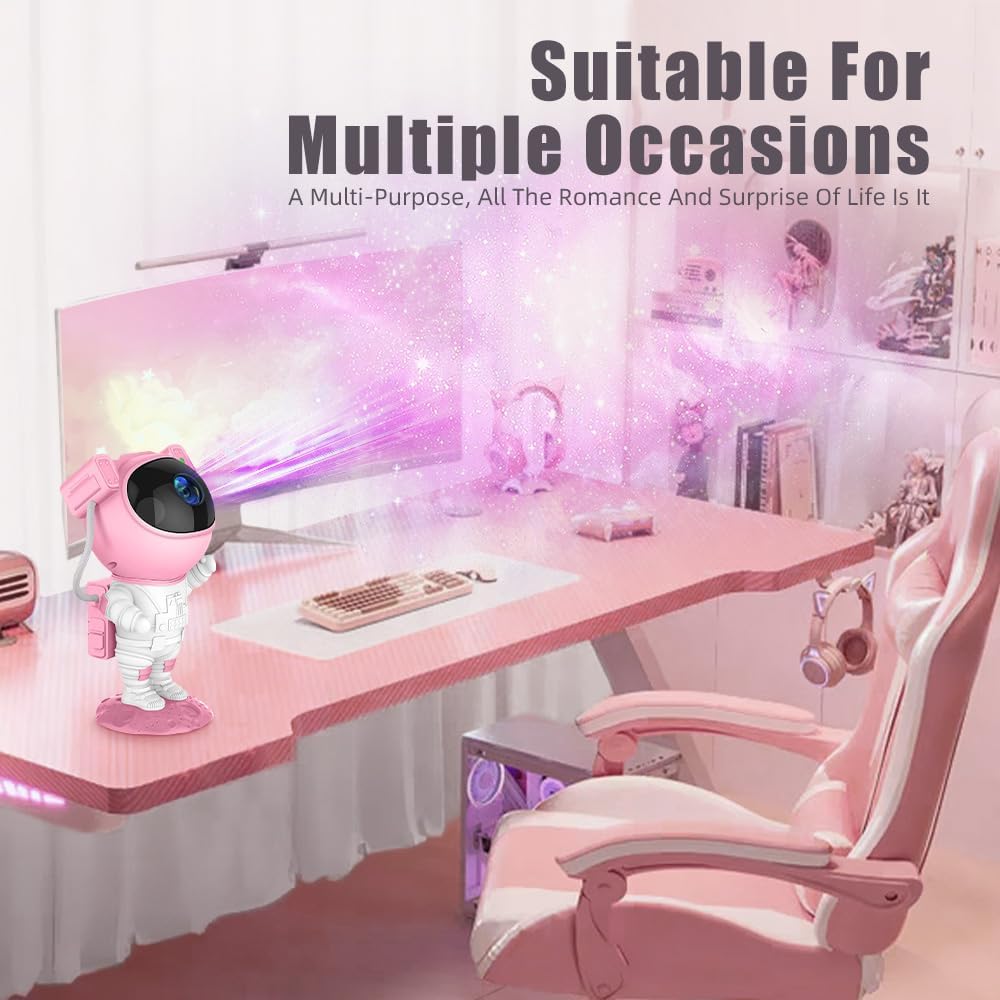 Astronaut Galaxy Projector Night Light with Timer and Remote Star Starry Nebula LED Lamp, Gift for Kids and Adults for Bedroom, Christmas, Birthday, Valentine's Day etc. (Pink-White)