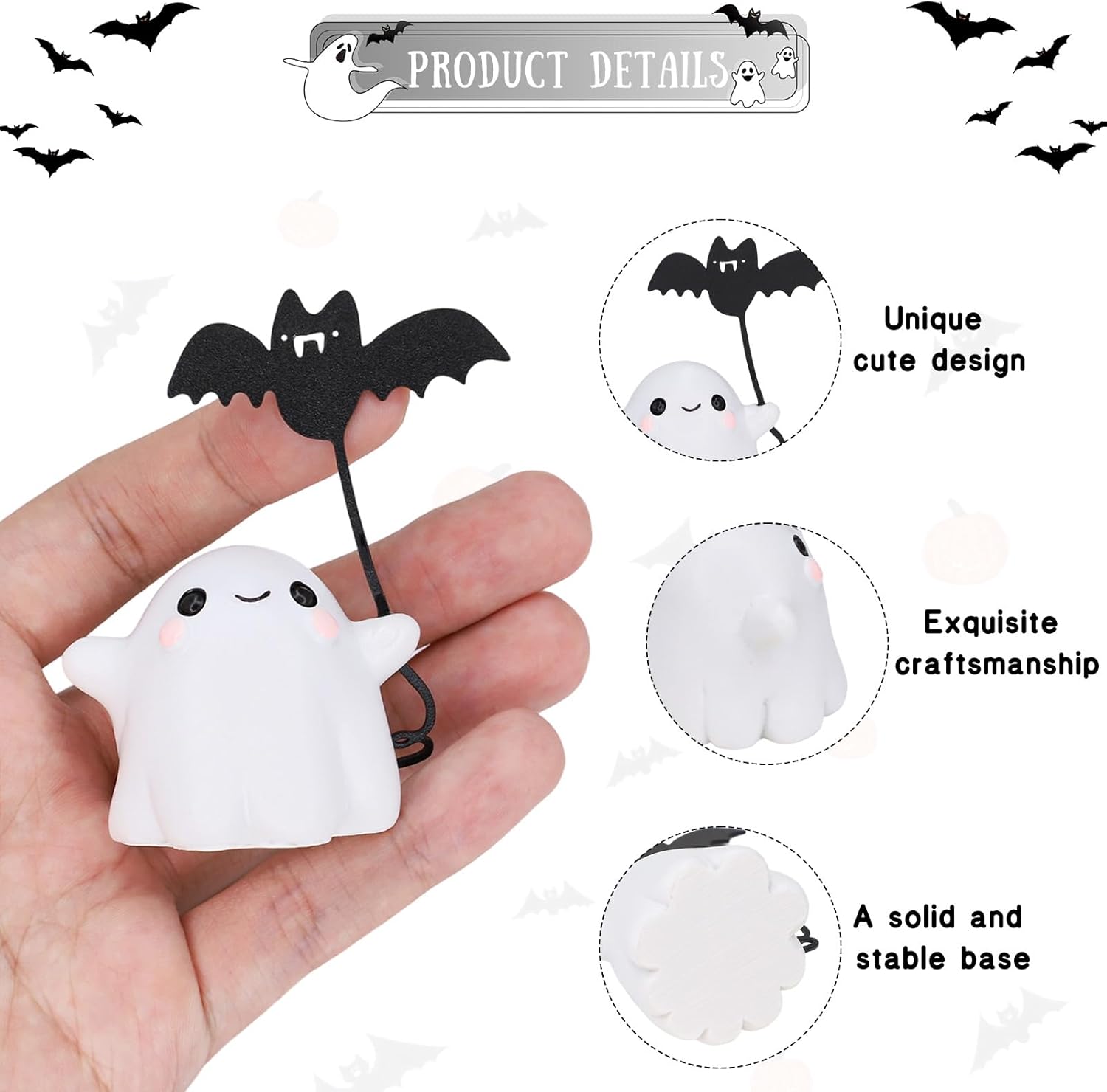 Halloween Ghost Pull Bat Statue Funny Cartoon Spooky Ornament Figurine Mini Halloween Figurine Decorations Cute Spooky Bat Statue for Home Office Car Decorations Ornament