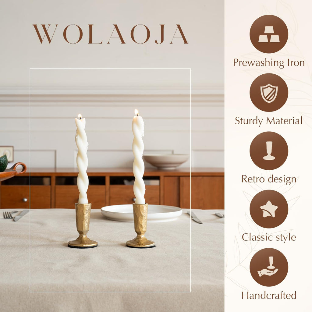 Candle Sticks Holder Decor, Set of 2 Vintage Gold Candle Holders, Modern Decorative Tapered Candlestick Holders Centerpiece for Dining Table Centerpiece, Wedding, Party Decor