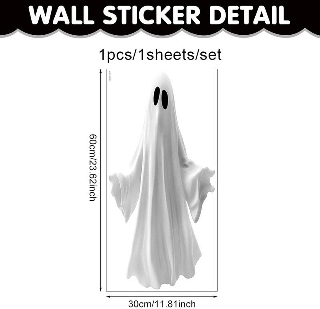 Halloween Window Clings for Glass 1 Sheets Ghost Window Decals Spooky Window Stickers Reusable Windows Cling for Halloween Fall Party Supplies Home School Office Glass Decorations
