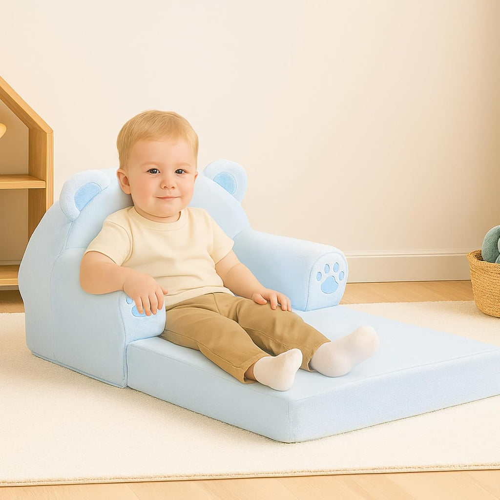 MONKISS Cute Toddler First Chair, Kids' Armchairs, Mini Couch for Baby, Blue Bear, 1~2.5 Years Old