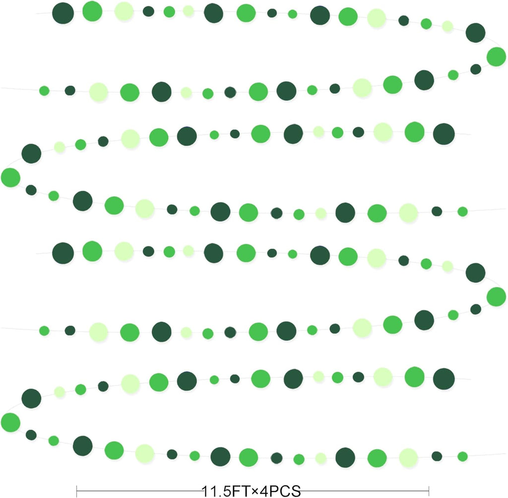 Green Party Decorations Ombre Green Circle Dots Garland Hanging Paper Polka Dot Streamer for Birthday Baby Shower Wedding Bridal Shower Summer Spring Easter St Patrick’s Day Golf Tea Party Supplies