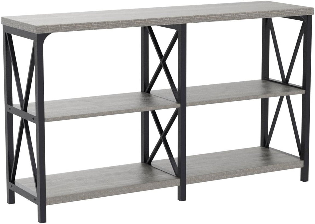 LVB Farmhouse Sofa Table, Rustic Console Table for Living Room, Entryway Table with Storage, Hallway Entry Table for Foyer, Light Grey Oak, 47 Inch