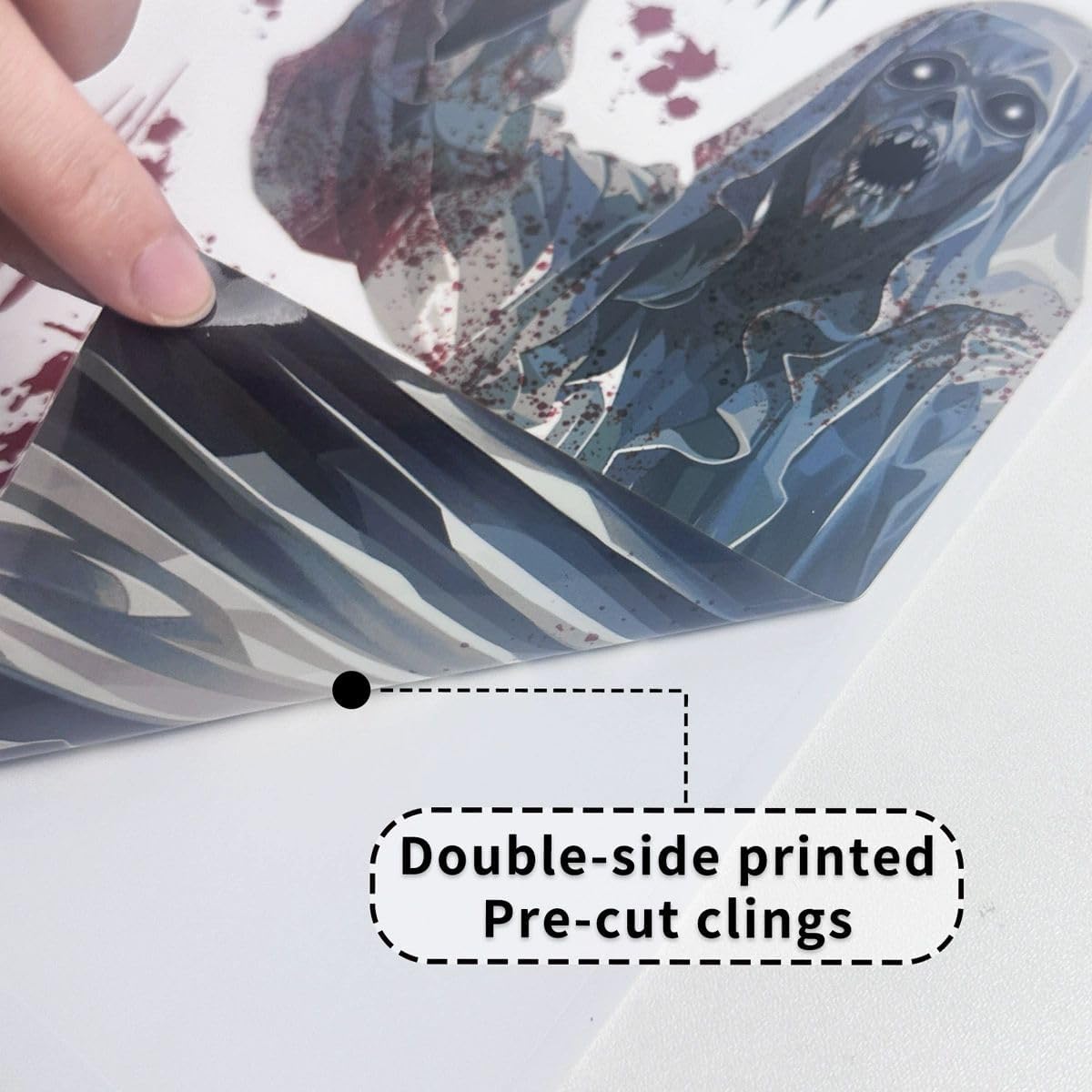 Bloss Halloween Window Clings for Glass Window Decorations,Double Side Scary Ghosts Halloween Window Stickers,Bloody-Handprint-Footprint Windows Decals for Home/Party Decoration