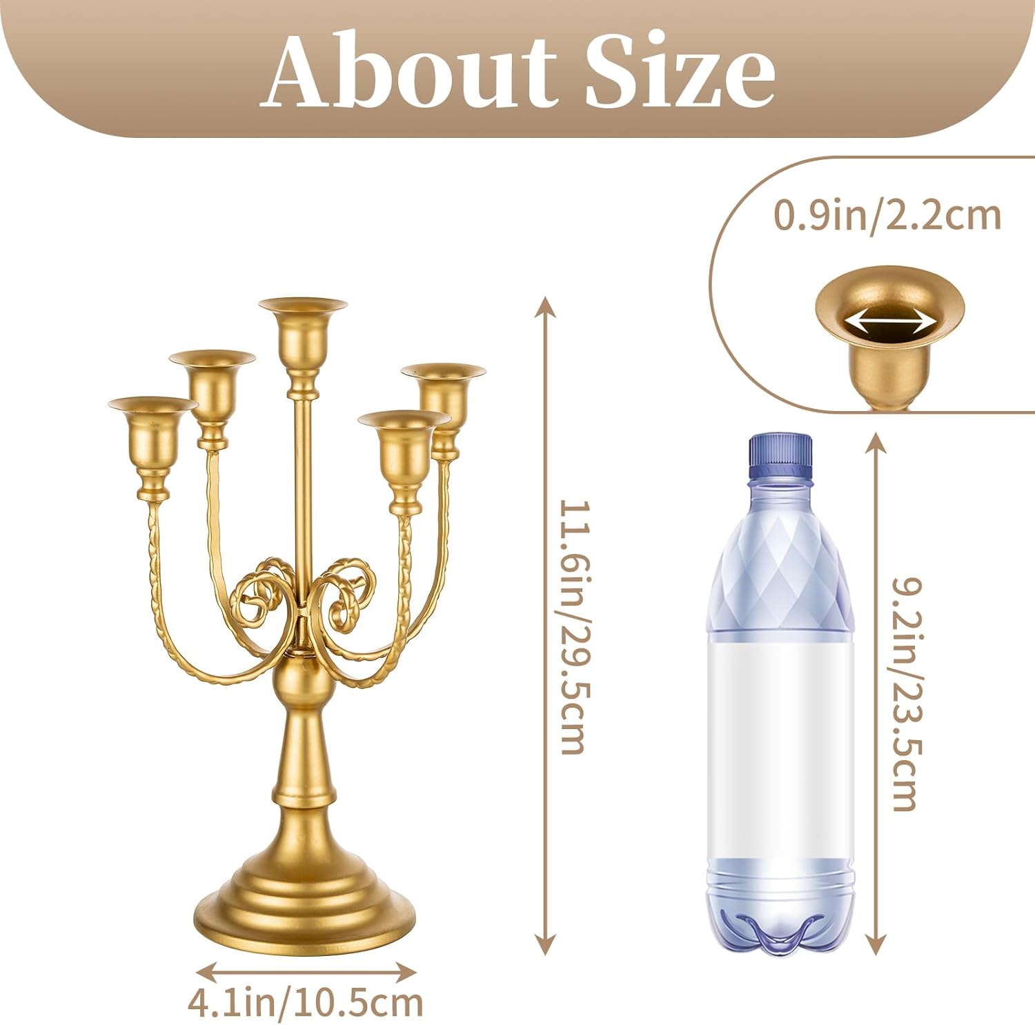 Sziqiqi Gold Candlestick Holder Candelabra - Taper Candle Holders for Wedding Centerpiece 5-Arms Candle Stick Stands for Candlelight Dinner Table Christmas Mantel Festivals