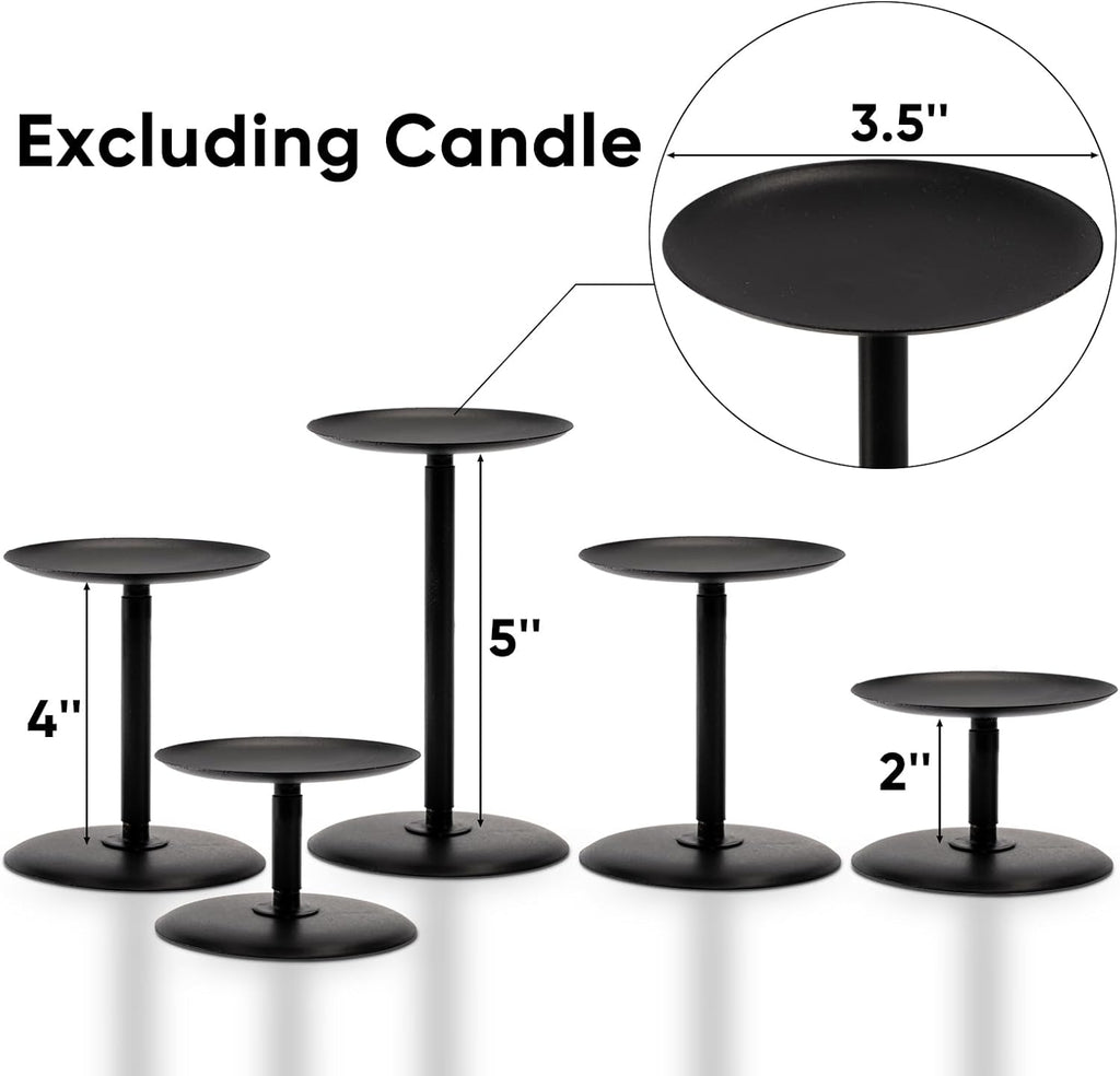 Homemory Holloween Candle Holders for Pillar Candles Set of 5 (Black)