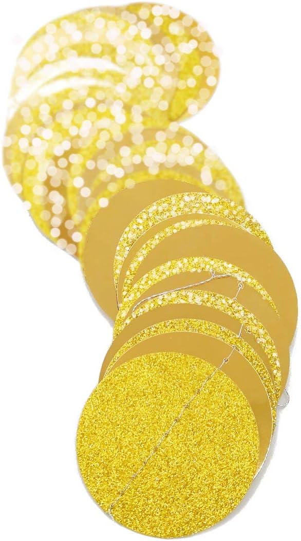 6 Pcs Glitter Gold Paper Circle Dots Garland Party Hanging Decorations Birthday Party Bachelorette Party Engagement Party Bridal Shower Wedding Baby Shower Christmas Supplies Photo Backdrop (52 Feet)