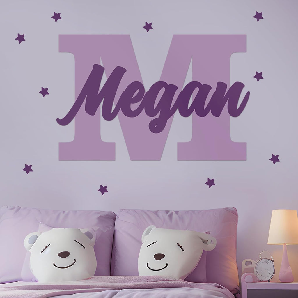 CRYPTONITE Multiple Font Personalized Name & Initial Vinyl Wall Decals I Nursery Wall Decal for Baby Boy & Girl Decoration I Stickers for Kids I Multi-Size with Glitter Optional