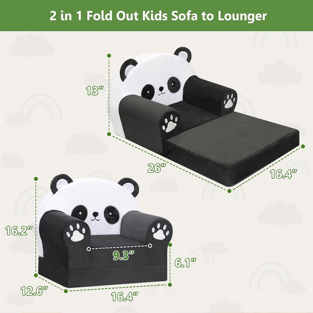 MONKISS Cute Toddler First Chair, Kids' Armchairs, Mini Couch for Baby, Panda, 1~2.5 Years Old