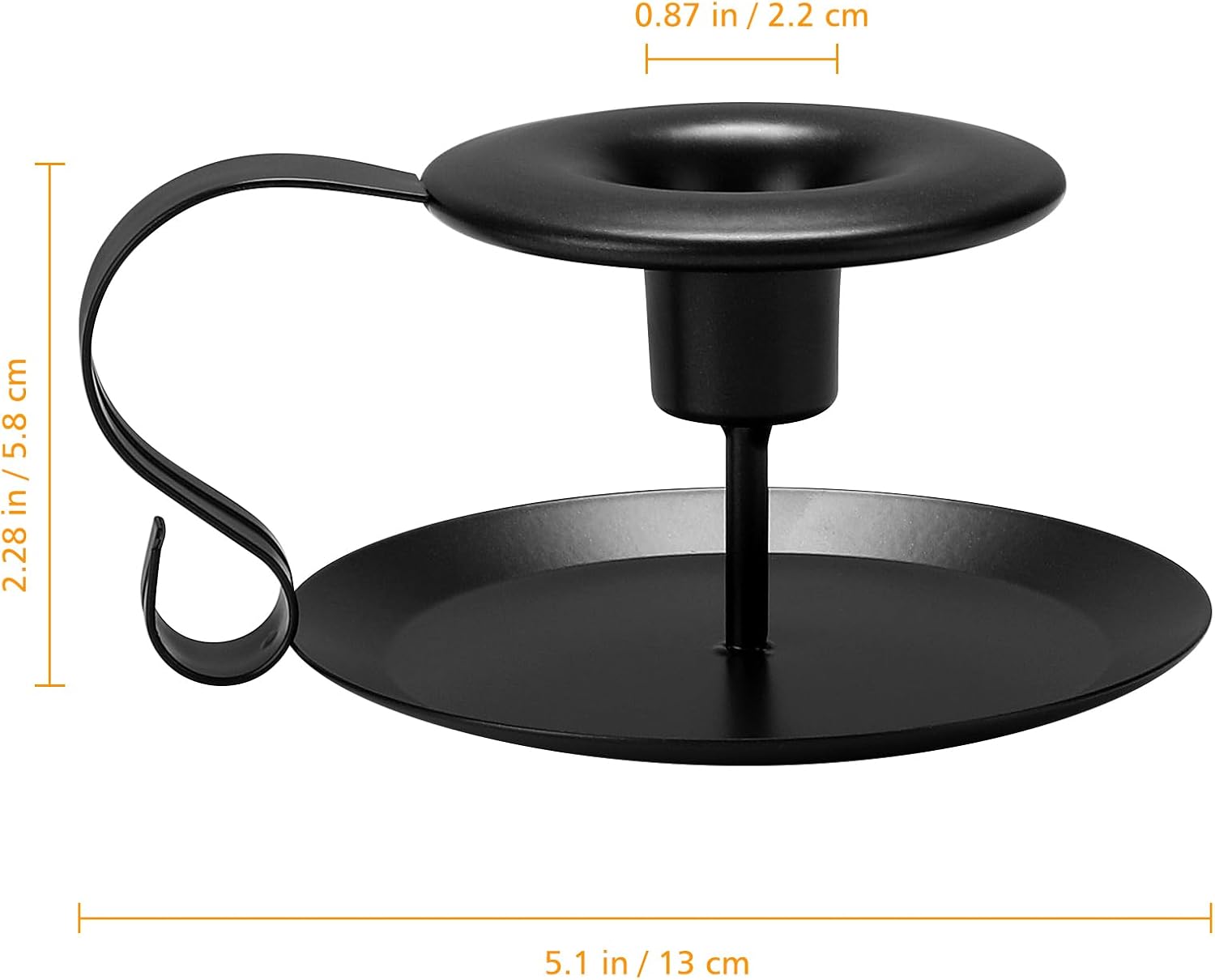 Black Metal Taper Candle Holders Set of 2, Vintage Chamberstick Candle Holder with Handle for Taper Candles, Farmhouse Rustic Candle Holders for Table Decor, Halloween Christmas Decoration