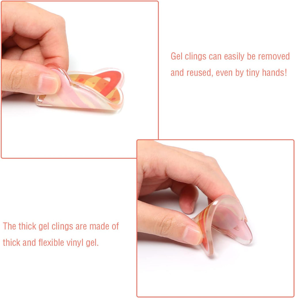 20 PCS Outer Space Thick Gel Clings Galaxy Window Gel Clings Decals Stickers for Kids Toddlers and Adults Home Airplane Classroom Nursery Outer Space Party Supplies Decorations Removable and Reusable