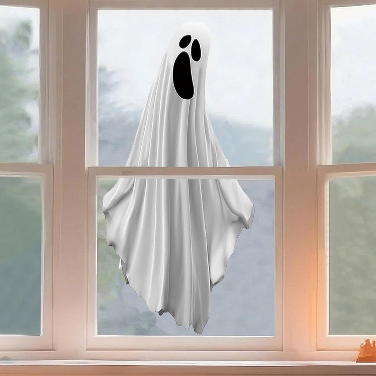 Halloween Window Clings for Glass 1 Sheets Ghost Reusable Window Decals Spooky Window Stickers for Halloween Fall Party Supplies Home School Office Glass Decorations
