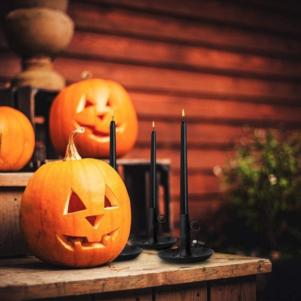 14 Pack Black Taper Candles 12 Inch Tall 3/4 Inch Thick Burn 10 Hours