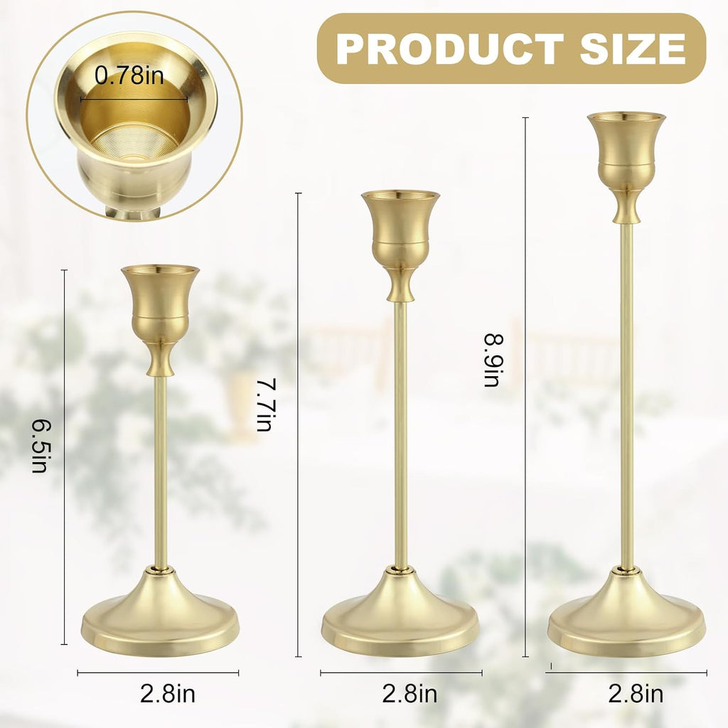 Candlestick Holders 6PCS, Metal Taper Candle Holder, Gold Candle Holders for Pillar Candles, Candle Holder for Halloween Decorations