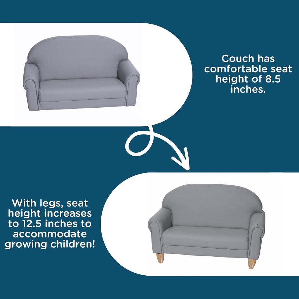 Children's Factory As We Grow Sofa, Gray, CF805-314, Playroom Couch, Daycare Furniture, Kids Seating for Classroom, Flexible Seating for Elementary