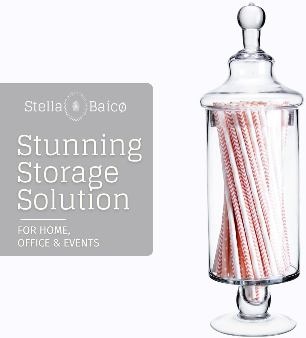 Clear Glass Apothecary Jars, Candy Jar with Lid, Elegant Decorative Jars for Wedding and Party