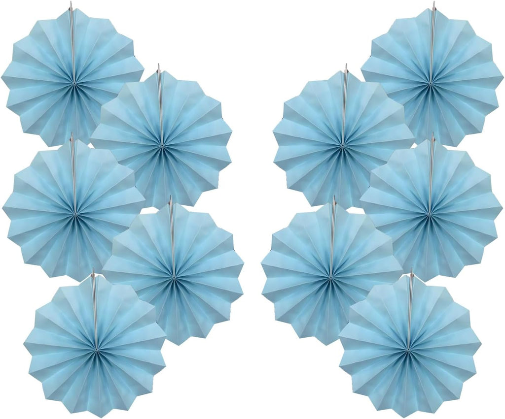 Blue Graduation Party Decor,Baby Blue Party Decorations,Christmas Baby Shower Decorations,Under The Sea Decorations,Blue Bachelorette Party 8in Hanging Paper Fans 30 Color DIY Set (Light Blue)