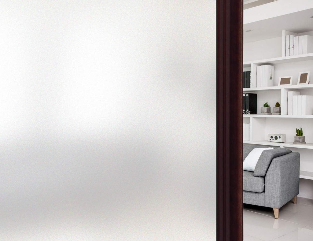 HIDBEA Frosted Window Privacy Film - Non Adhesive Static Cling Glass Stickers Sun UV Blocking Heat Control Door Covering Decals for Home Office, 35.4 x 98.4 Inch