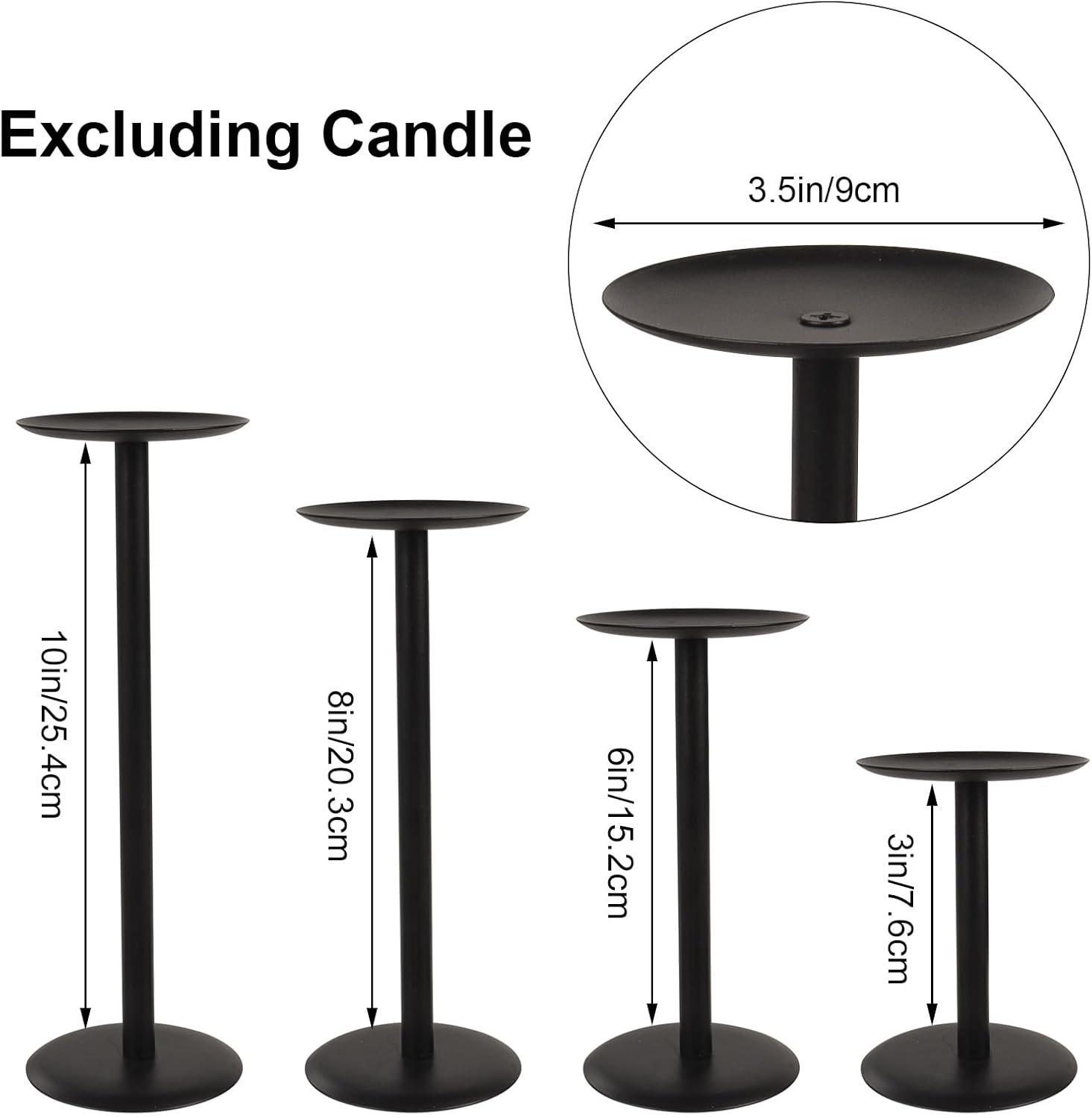 Set of 7 Metal Black Candle Holders, Assemblable Pillar and Taper Candlesticks, Halloween Fall Thanksgiving Day Dining Table Centerpieces Decor, Mantle Fireplace Candle Sticks Decorations