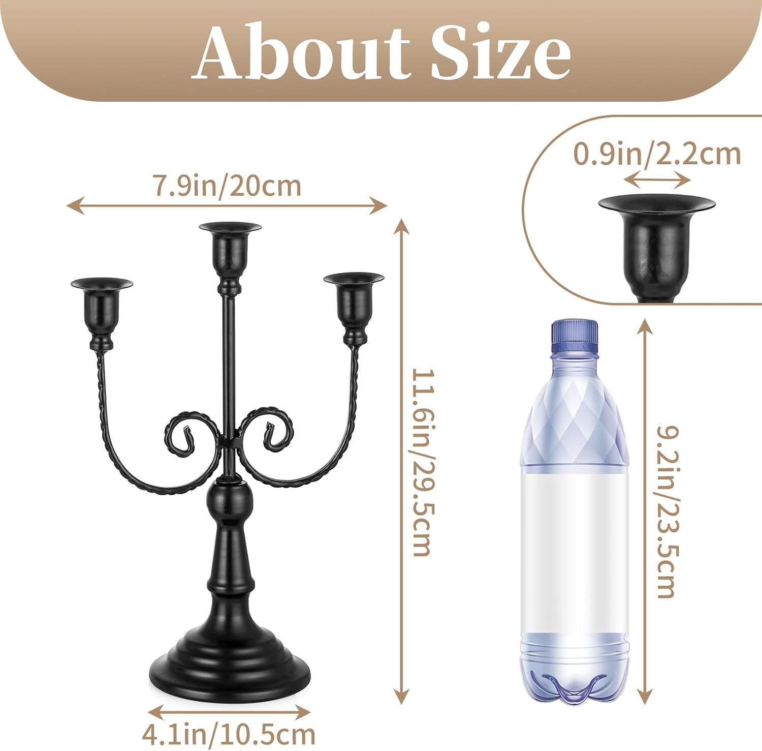 Sziqiqi Halloween Candle Holder Candelabra - Black Candle Stick Holders Pack of 2 Decorative Candleholders for Christmas Decoration