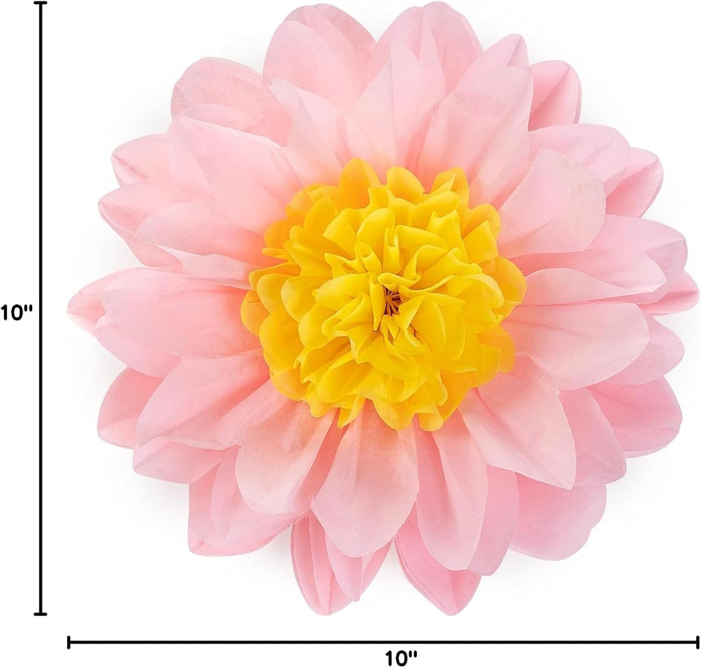 MISU Pink Purple Paper Flowers Tissue Paper Pom Poms Sunflower Daisy Flowers for Party Decorations, 10 Inch, Pack of 18